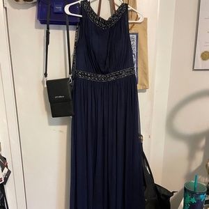 Long dark blue formal dress